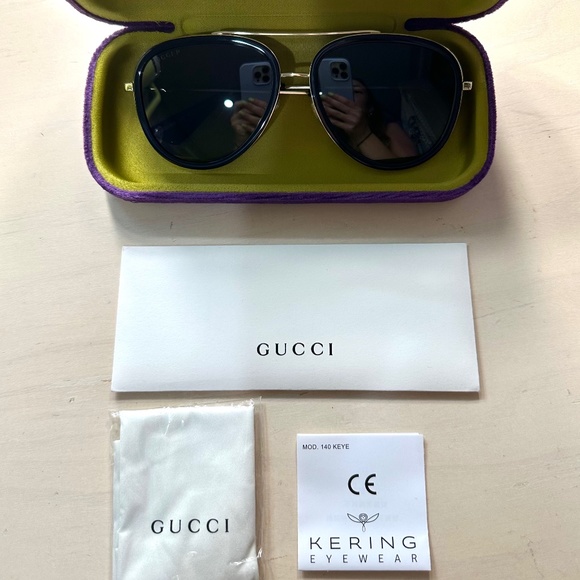 Authentic Gucci Black Aviator Polarized Unisex Sunglasses (NEVER WORN) main image 2